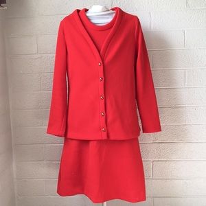Vintage poly red dress with matching jacket